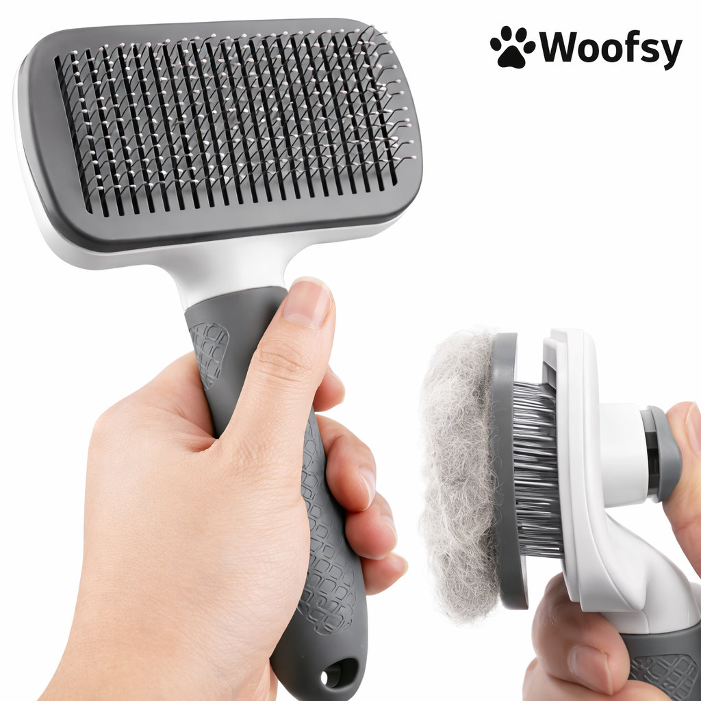 Woofsy Self Cleaning Slicker Brush, Pet Grooming Shedding Brush for Dogs and Cats