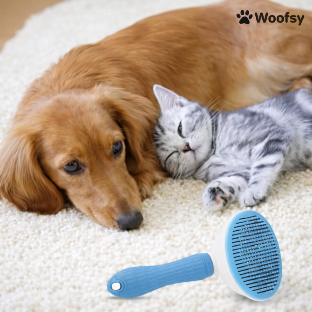 Woofsy Self Cleaning Slicker Brush, Pet Grooming Shedding Brush for Dogs and Cats