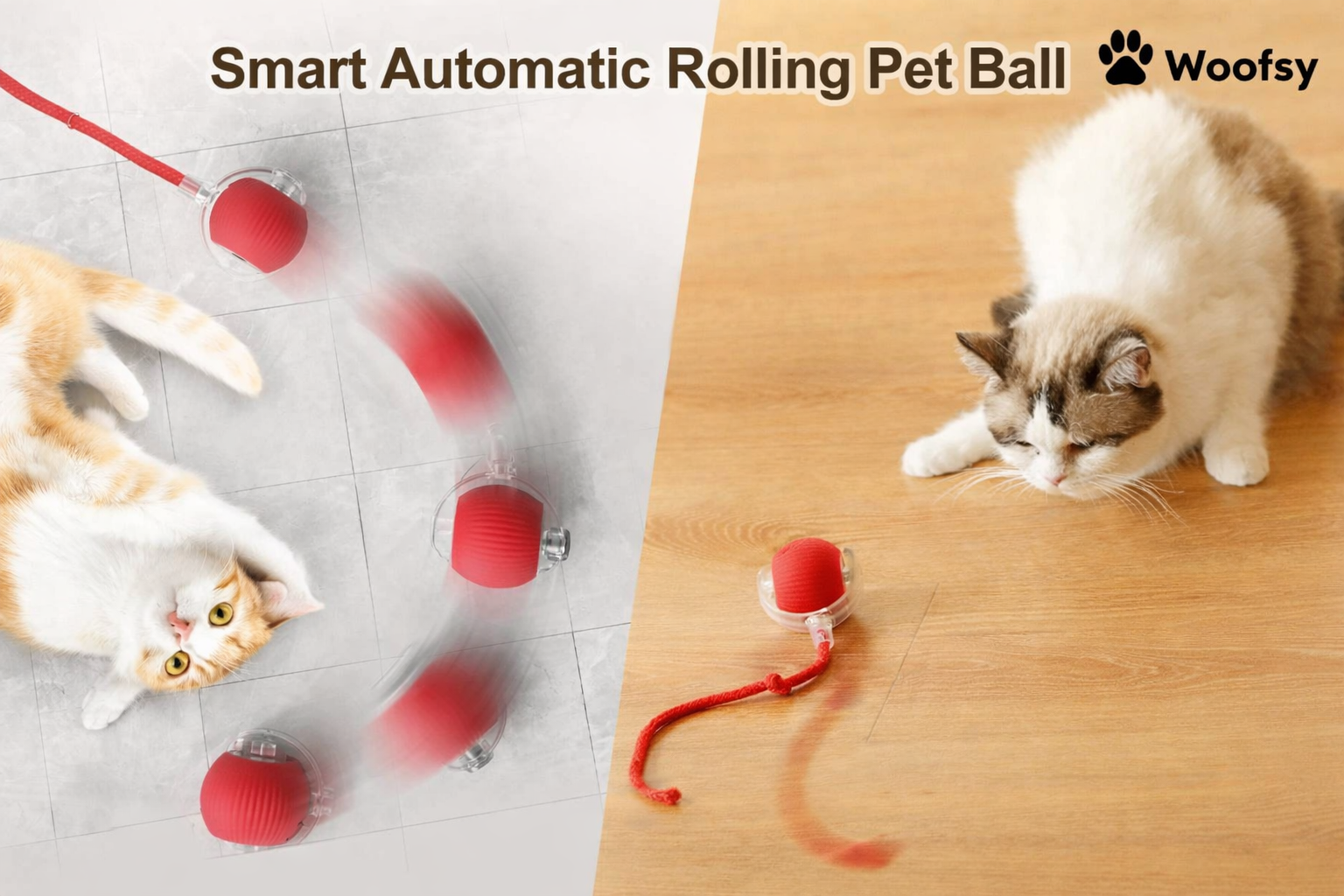 Woofsy Rolling Toy – Interactive Electric 360° Smart Automatic Rolling Pet Ball for Cats & Dogs 🐾