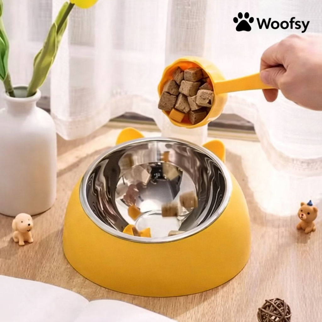 Woofsy Pet Bowl Set – 15° Raised Food & Water Bowls 🐾 (Pack of 2)