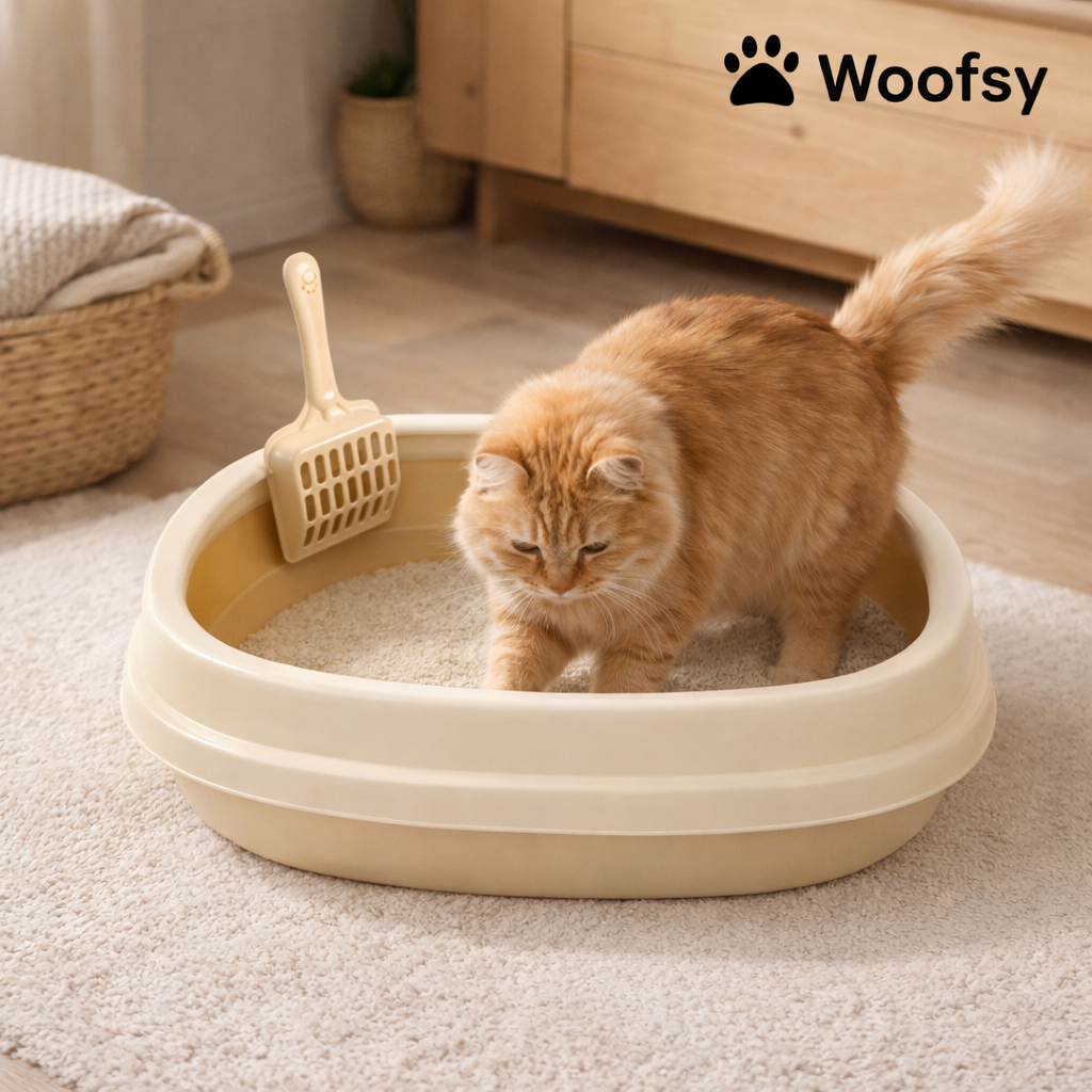 Woofsy Anti-Slip Cat Litter Tray – Durable Potty Box for Cats 🐾