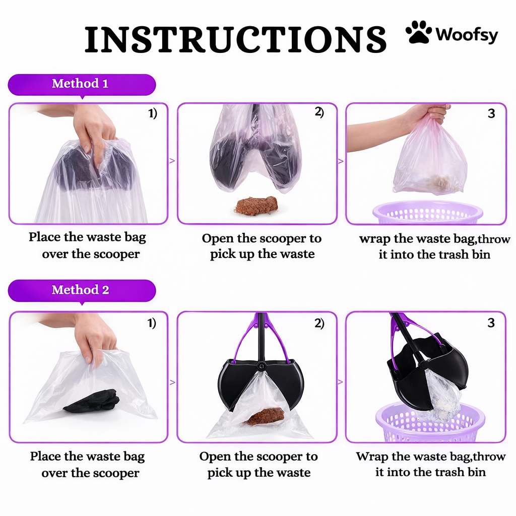 Woofsy Foldable Pooper Scooper for Dogs – Ergonomic Long Handle Waste Picker